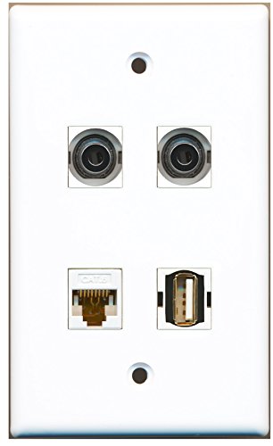 1 Port USB 3.0 A-A CAT5E Ethernet Wall Plate Power Outlet [ BLACK
