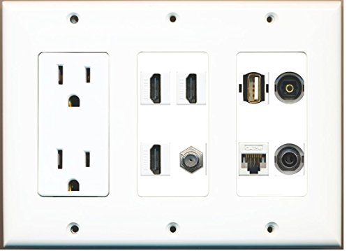 RiteAV - 15 Amp Power Outlet 1 Port Coax Cable TV- F-Type And Shielded - View #9