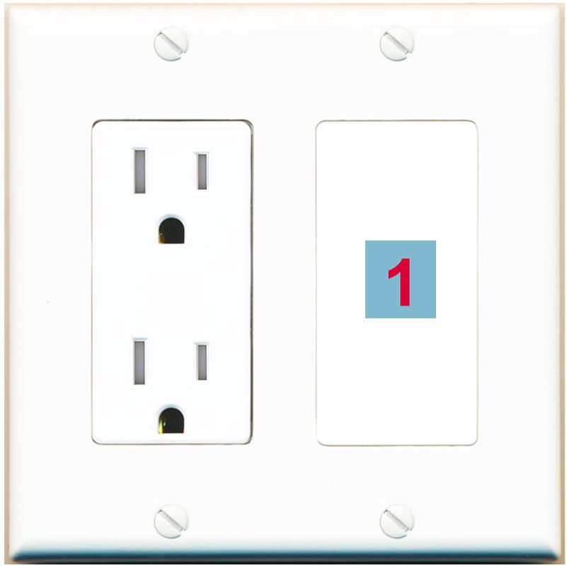 1 Port Custom Keystone Wall Plate with Tamper Resistant DecorZ Power Outlet