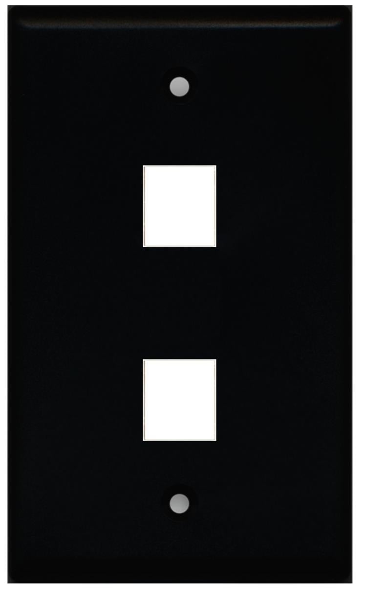 Black Custom Wall Plate with up to 2 Keystone Ports - Choose your own Ports