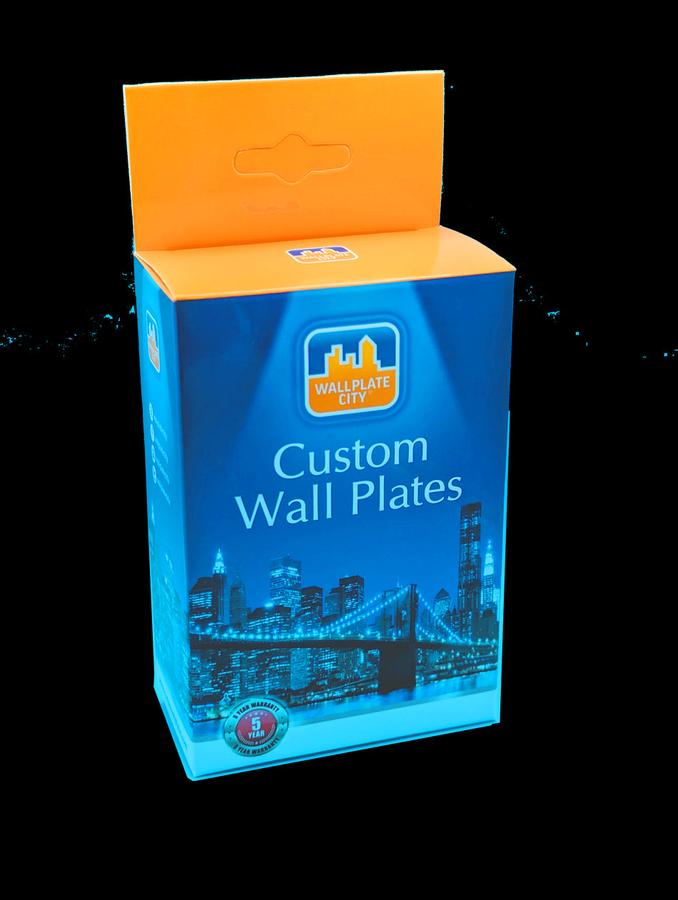1 Port Custom Keystone Wall Plate DecorZ Gray w/White Jacks