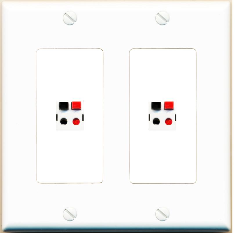 2 Gang 2 Speaker Wall Plate White