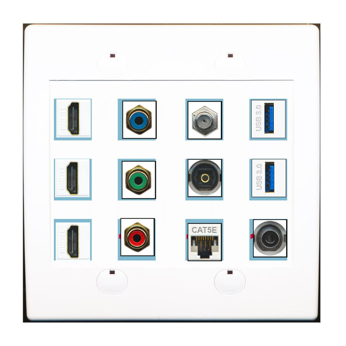 Custom Wall Plate White with up to 12 Keystone Ports