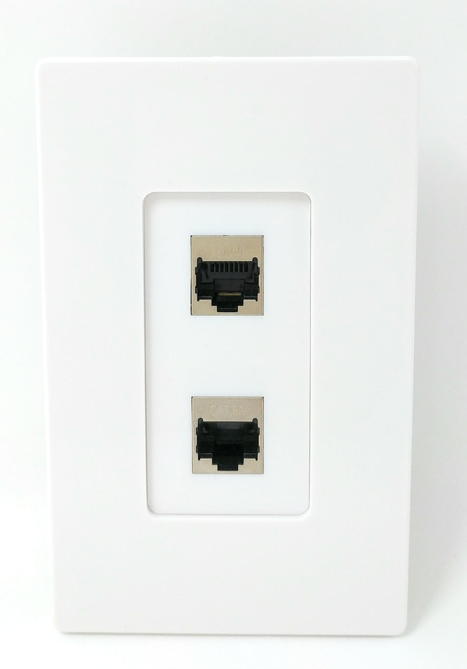 RiteAV CAT 6A Shielded 2 Port Screwless Wall Plate Single Gang White