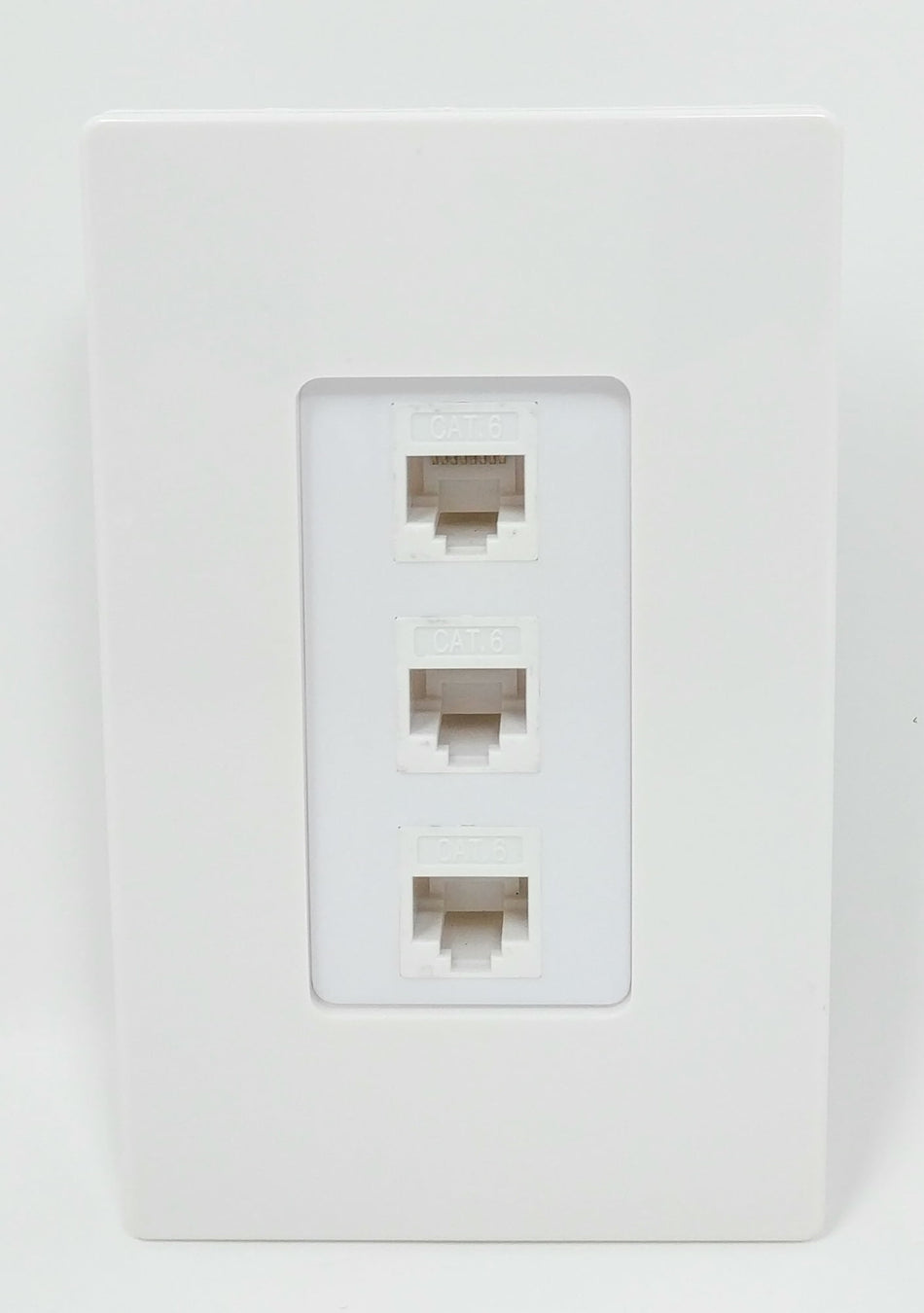 RiteAV Decorative 1 Gang 3 Port Cat6 Wall Plate - White/White Screwless
