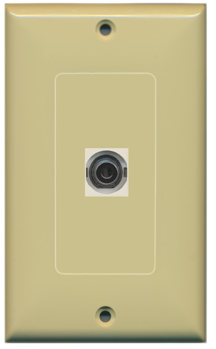 RiteAV - 1 3.5mm Audio-Headphone Jack Port Wall Plate Decorative - Ivory