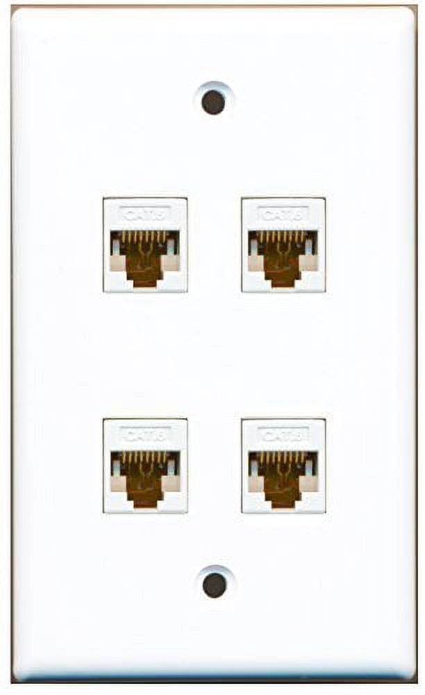 RiteAV - 4 Port Cat6 Female-Female Wall Plate White