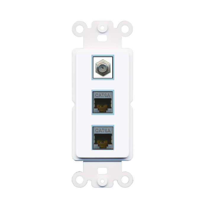 3 Port Custom Keystone Wall Plate DecorZ Rocker White