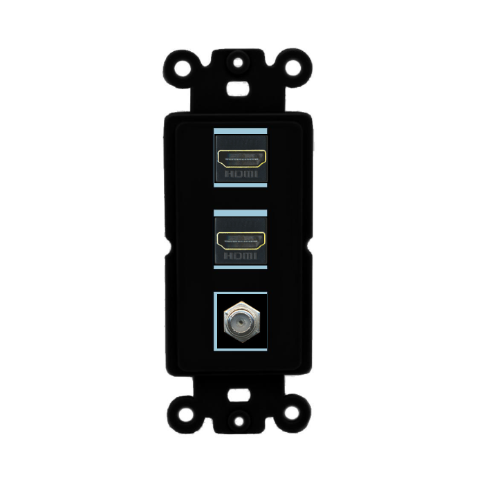 3 Port Custom Keystone Wall Plate DecorZ Rocker Black