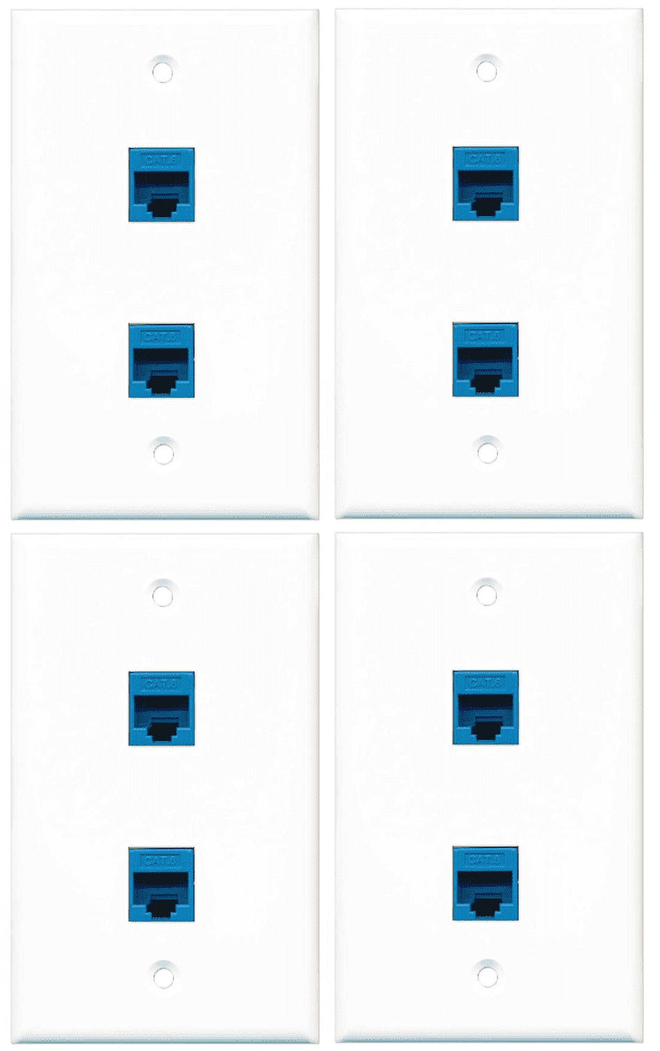 RiteAV - 2 Port Cat6 Ethernet Blue Wall Plate - 4 Pack