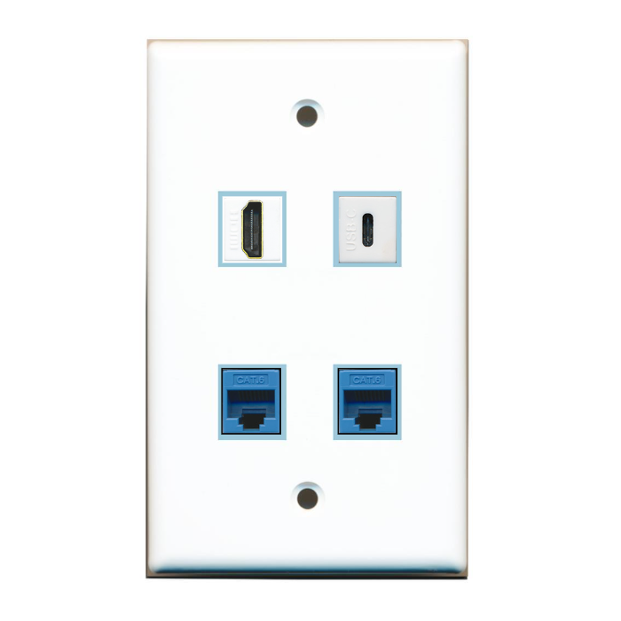 4 Port Custom Keystone Wall Plate Solid White