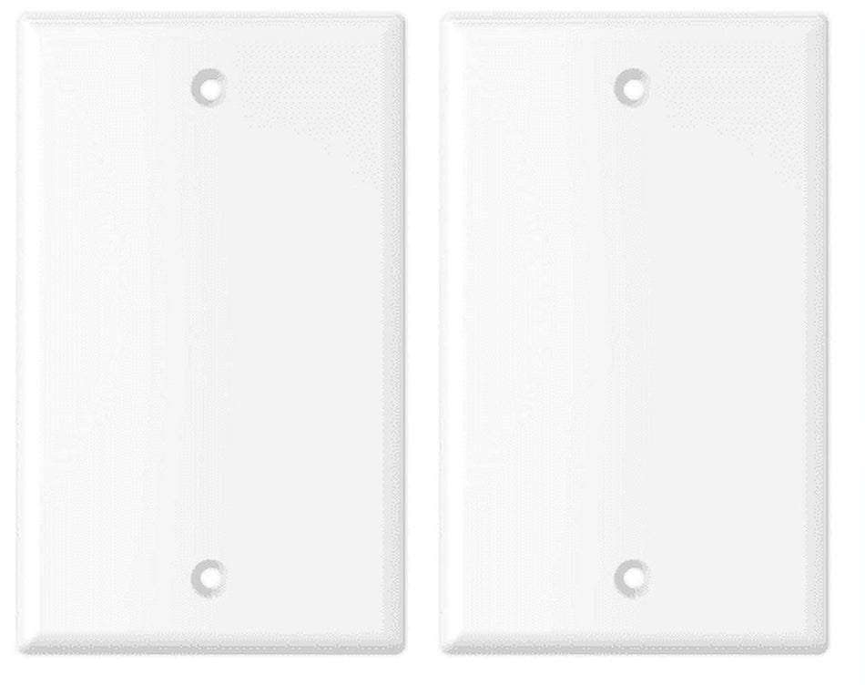 RiteAV No Device Wall Plate, Blank Receptacle Outlet Cover, Electric Plug Cover, Standard-Sized 1-Gang - White (2 Pack)