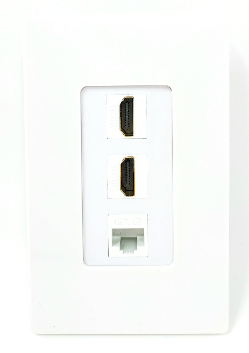 RiteAV - 2 HDMI and 1 Cat5e White Ethernet Port Screwless Wall Plate Decorative