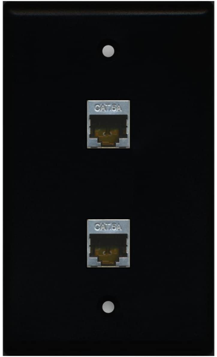 RiteAV CAT 6A Shielded 2 Port Wall Plate Single Gang - Black