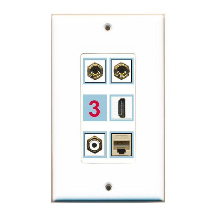 6 Port Custom Keystone Wall Plate DecorZ White