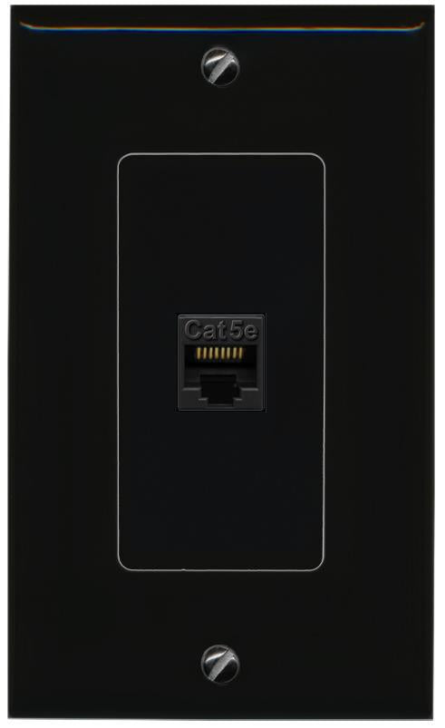 RiteAV 1 Port CAT5E-BLACK Female-Female Decorative Wall Face Plate [Black]