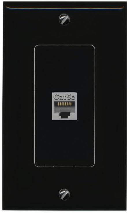RiteAV 1 Port CAT5E-GRAY Female-Female Decorative Wall Face Plate [Black]