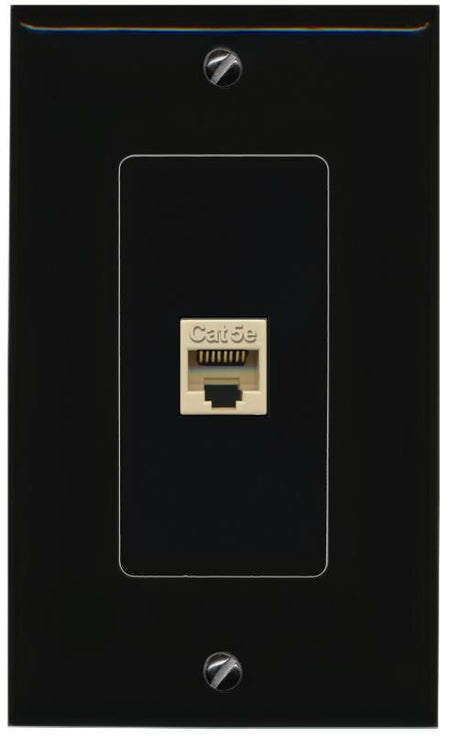 RiteAV 1 Port CAT5E-IVORY Female-Female Decorative Wall Face Plate [Black]
