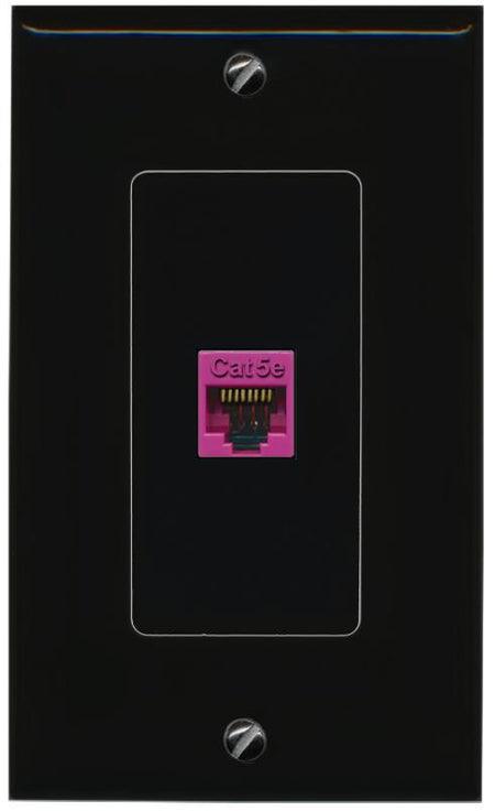 RiteAV 1 Port CAT5E-PINK Female-Female Decorative Wall Face Plate [Black]