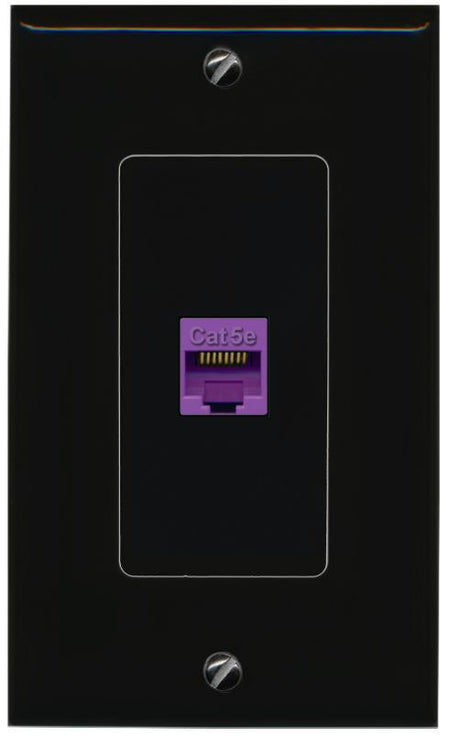 RiteAV 1 Port CAT5E-PURPLE Female-Female Decorative Wall Face Plate [Black]