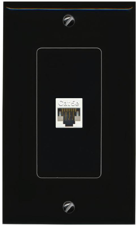 RiteAV 1 Port CAT5E-WHITE Female-Female Decorative Wall Face Plate [Black]