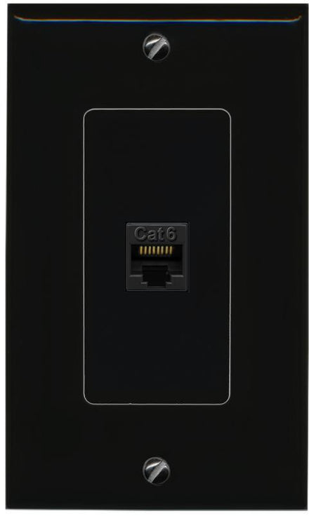RiteAV 1 Port CAT6-BLACK Female-Female Decorative Wall Face Plate [Black]
