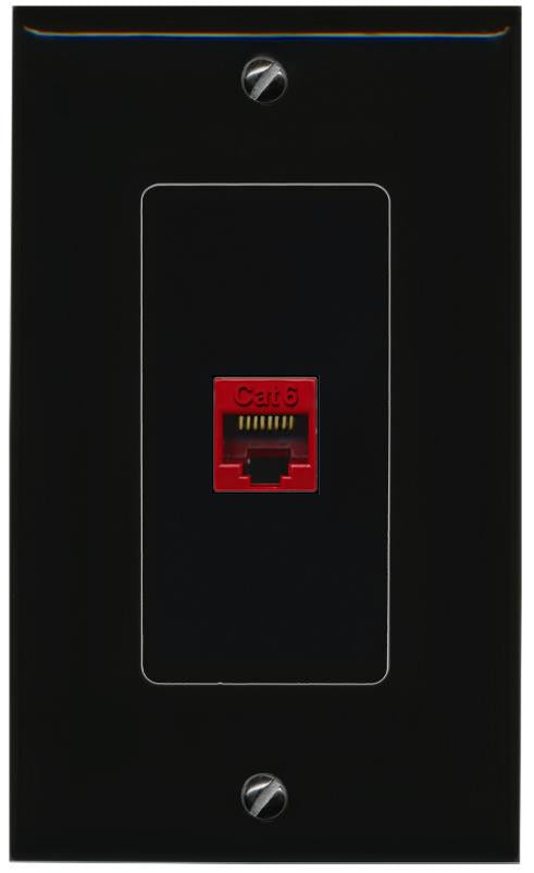 RiteAV 1 Port CAT6-RED Female-Female Decorative Wall Face Plate [Black]