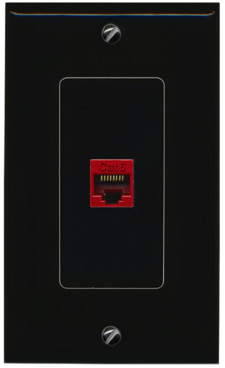 RiteAV 1 Port CAT6-RED Female-Female Decorative Wall Face Plate [Black]