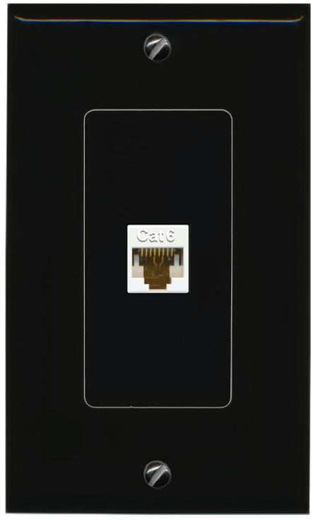 RiteAV 1 Port CAT6-WHITE Female-Female Decorative Wall Face Plate [Black]