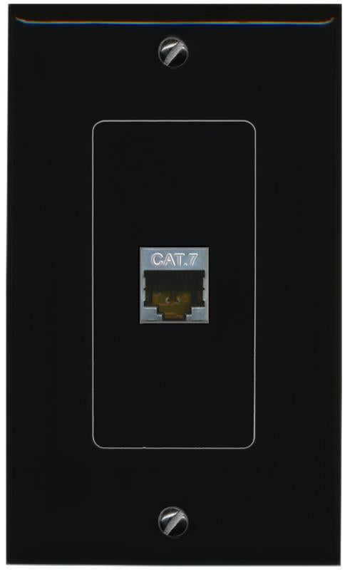 RiteAV 1 Port CAT7 Female-Female Decorative Wall Face Plate [Black]