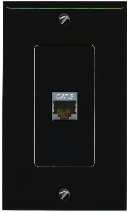 RiteAV 1 Port CAT7 Female-Female Decorative Wall Face Plate [Black]