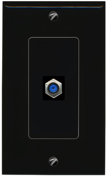 RiteAV 1 Port F81 Female-Female Decorative Wall Face Plate [Black]