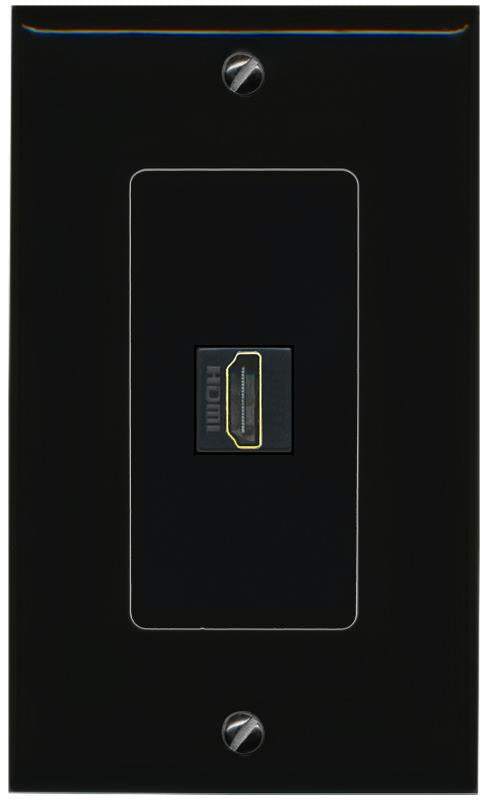 RiteAV 1 Port HDMI-BLACK Female-Female Decorative Wall Face Plate [Black]