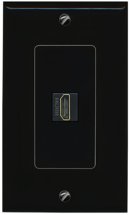RiteAV 1 Port HDMI-BLACK Female-Female Decorative Wall Face Plate [Black]