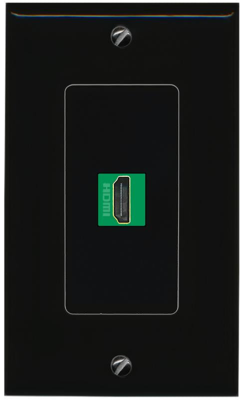 RiteAV 1 Port HDMI-GREEN Female-Female Decorative Wall Face Plate [Black]
