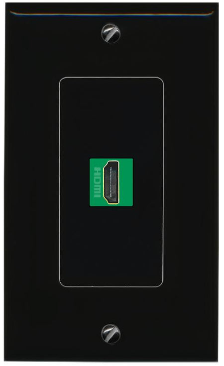 RiteAV 1 Port HDMI-GREEN Female-Female Decorative Wall Face Plate [Black]