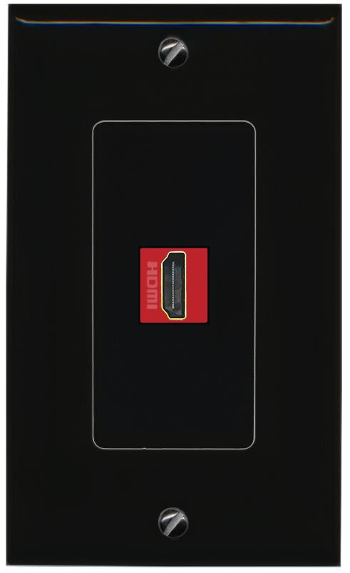 RiteAV 1 Port HDMI-RED Female-Female Decorative Wall Face Plate [Black]