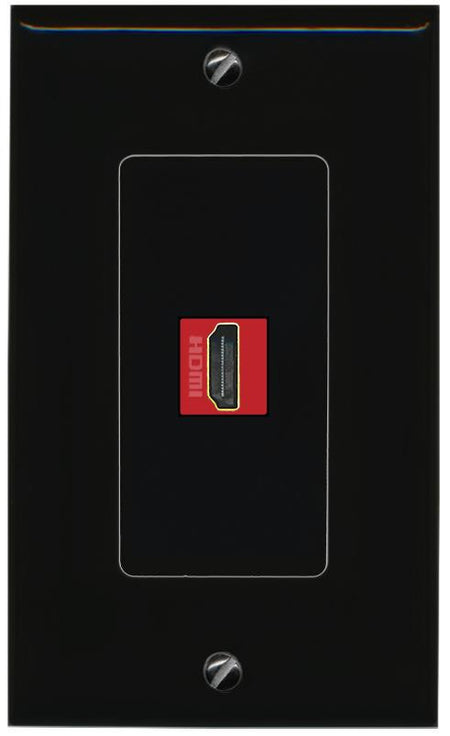 RiteAV 1 Port HDMI-RED Female-Female Decorative Wall Face Plate [Black]