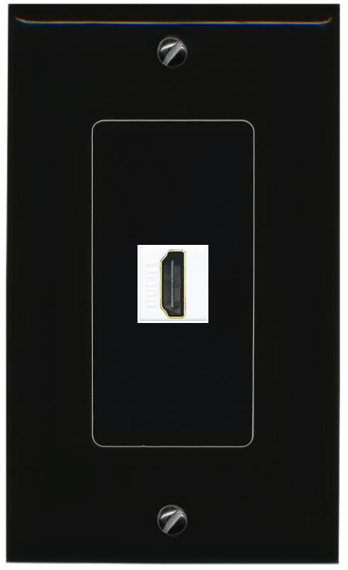 RiteAV 1 Port HDMI-WHITE Female-Female Decorative Wall Face Plate [Black]