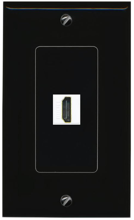 RiteAV 1 Port HDMI-WHITE Female-Female Decorative Wall Face Plate [Black]