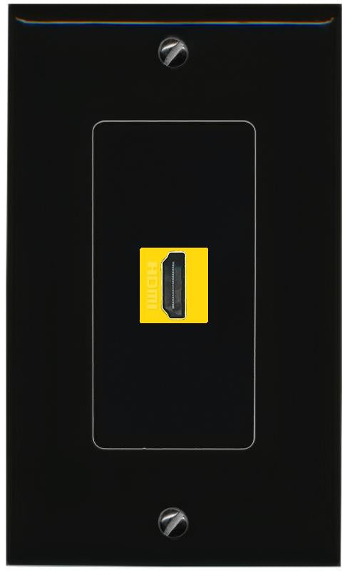 RiteAV 1 Port HDMI-YELLOW Female-Female Decorative Wall Face Plate [Black]