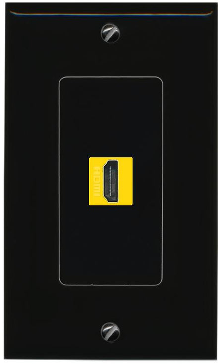RiteAV 1 Port HDMI-YELLOW Female-Female Decorative Wall Face Plate [Black]