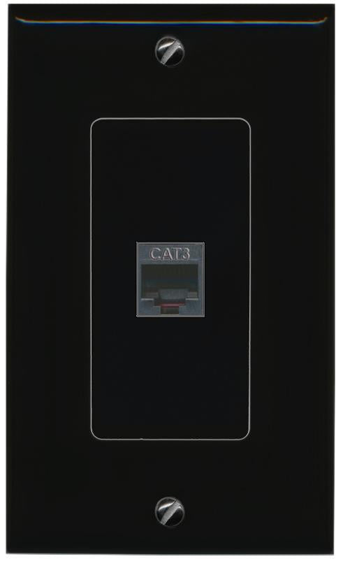 RiteAV 1 Port PHONE Female-Female Decorative Wall Face Plate [Black]