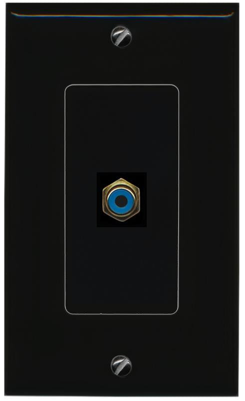 RiteAV 1 Port RCA-BLUE Female-Female Decorative Wall Face Plate [Black]