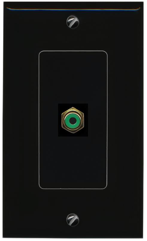 RiteAV 1 Port RCA-GREEN Female-Female Decorative Wall Face Plate [Black]