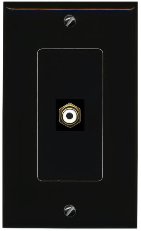 RiteAV 1 Port RCA-WHITE Female-Female Decorative Wall Face Plate [Black]