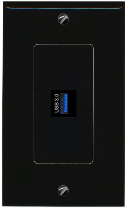 RiteAV 1 Port USB-3 Female-Female Decorative Wall Face Plate [Black]