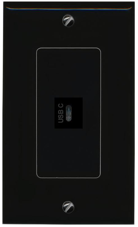 RiteAV 1 Port USBC Female-Female Decorative Wall Face Plate [Black]