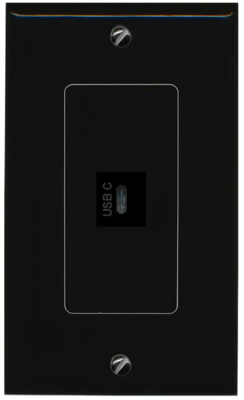 RiteAV 1 Port USBC Female-Female Decorative Wall Face Plate [Black]