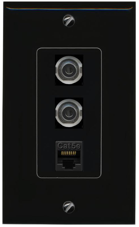 2 3.5mm CAT5E-WHITE Wall Plate [Black]